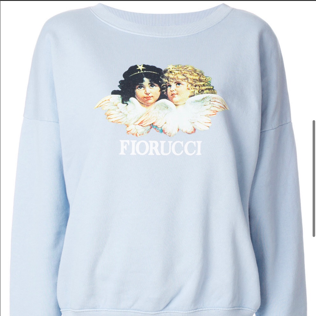Authentic Fiorucci Angels Sweatshirt Pale Blue (Size Xs)